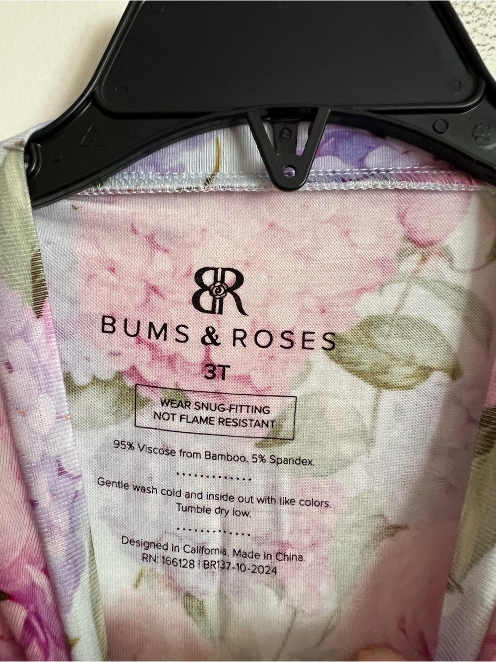 Bums & Roses Floral Ruffle-Shoulder Pajama Set - Pink & Purple - Picture 3 of 7